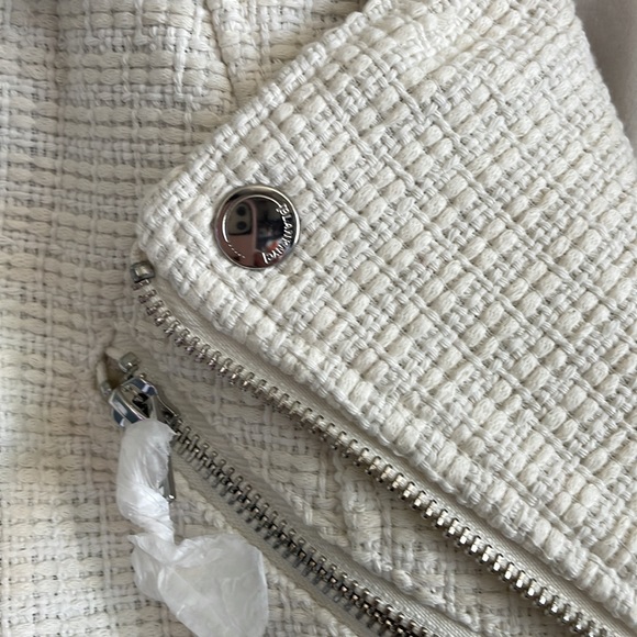 NWT BLANKNYC Tweed Fitted Zipper Moto Jacket in Off-White - Picture 11 of 12